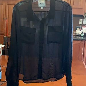 🌎Pink Rose Long sleeve black button up